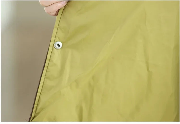 Quilted Padded Coat with Contrast Cuffs and Round Neck