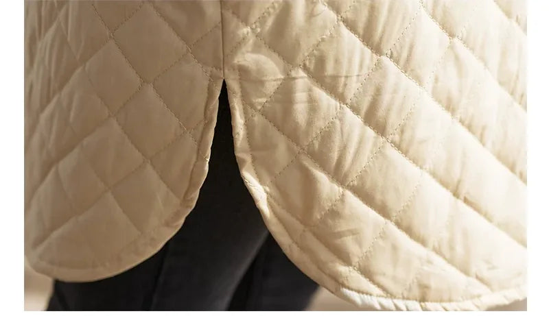 Quilted Padded Coat with Shirt Collar and Patch Pockets