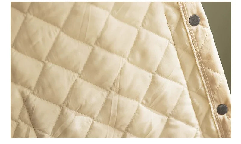 Quilted Padded Coat with Shirt Collar and Patch Pockets