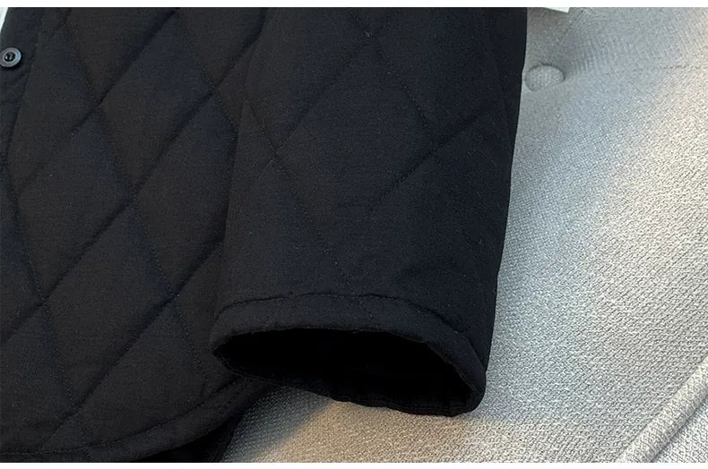 Quilted Padded Jacket Stand Collar Button Front