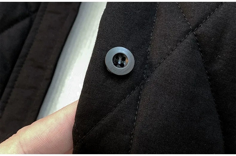 Quilted Padded Jacket Stand Collar Button Front