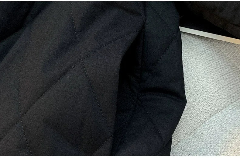 Quilted Padded Jacket Stand Collar Button Front