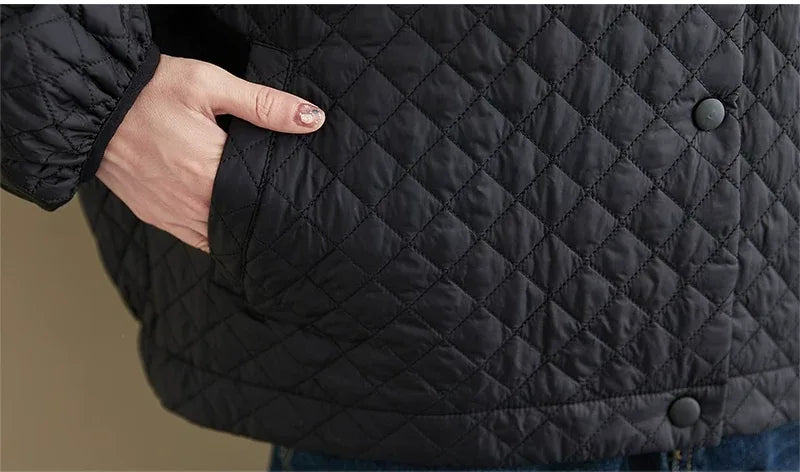 Quilted Padded Jacket Stand Collar Button Front