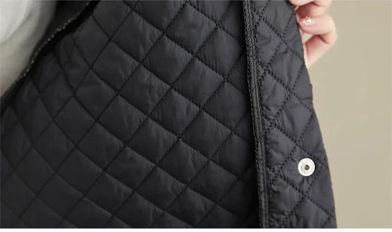Quilted Padded Jacket Stand Collar Button Front