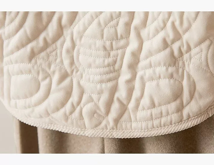 Quilted Padded Jacket with Braided Cord Trim and Snap Closure