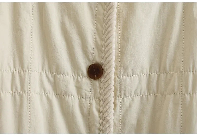 Quilted Padded Jacket with Braided Trim and Patch Pockets