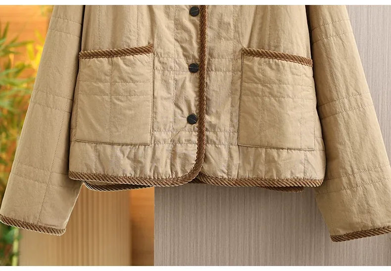 Quilted Padded Jacket with Braided Trim and Patch Pockets