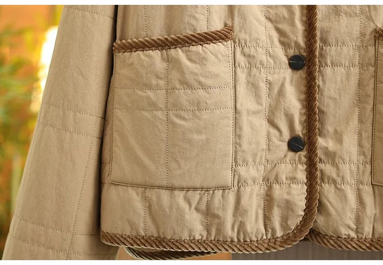 Quilted Padded Jacket with Braided Trim and Patch Pockets