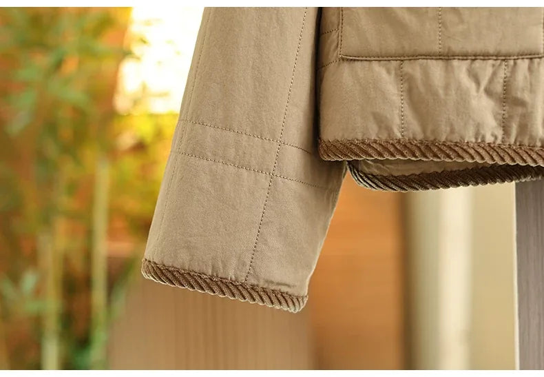 Quilted Padded Jacket with Braided Trim and Patch Pockets