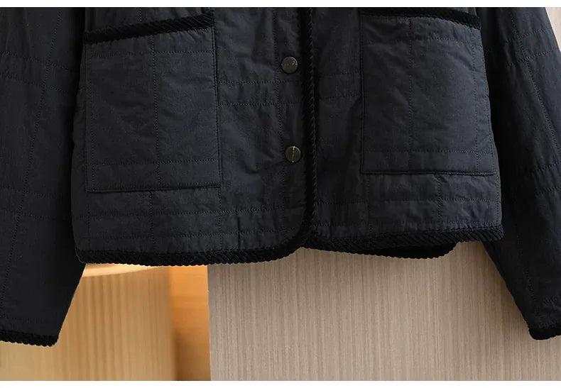 Quilted Padded Jacket with Braided Trim and Patch Pockets