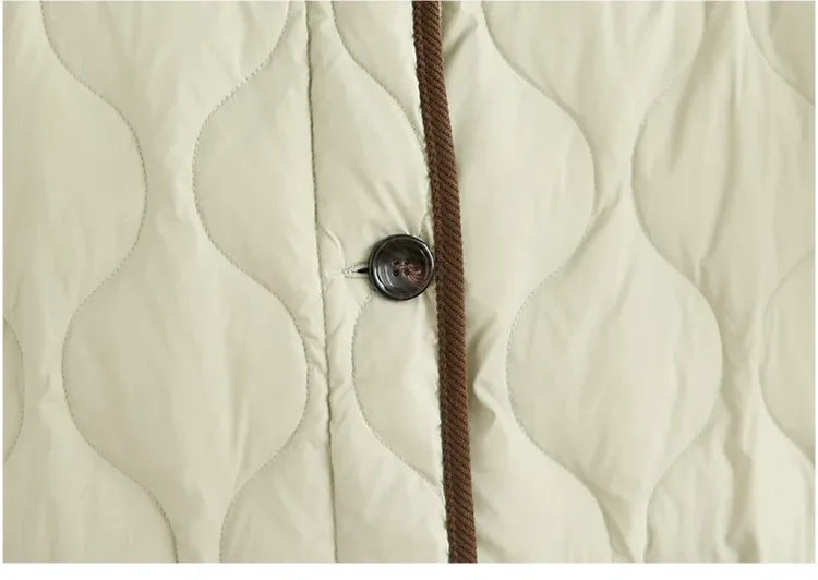 Quilted Padded Jacket with Contrast Corduroy Collar