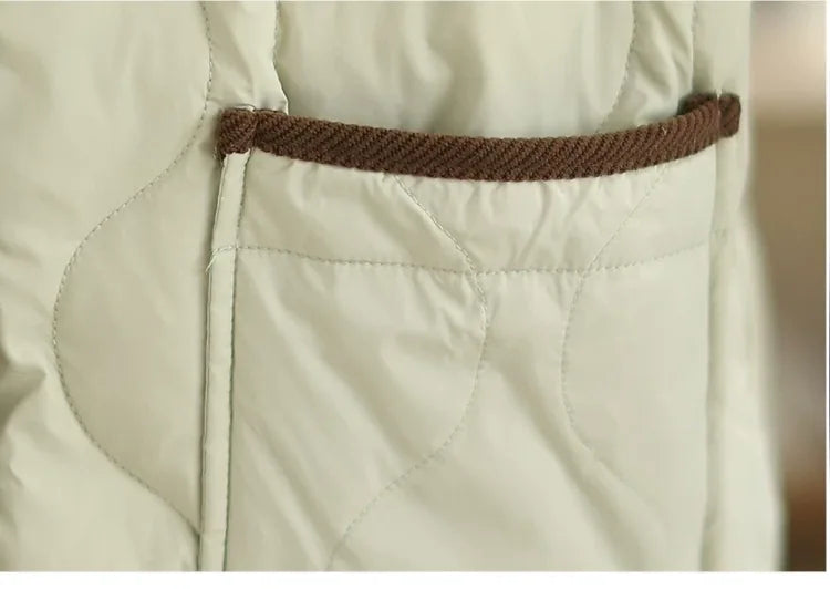 Quilted Padded Jacket with Contrast Corduroy Collar