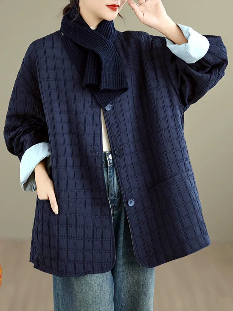 Quilted Padded Jacket with Contrast Cuffs and Patch Pockets