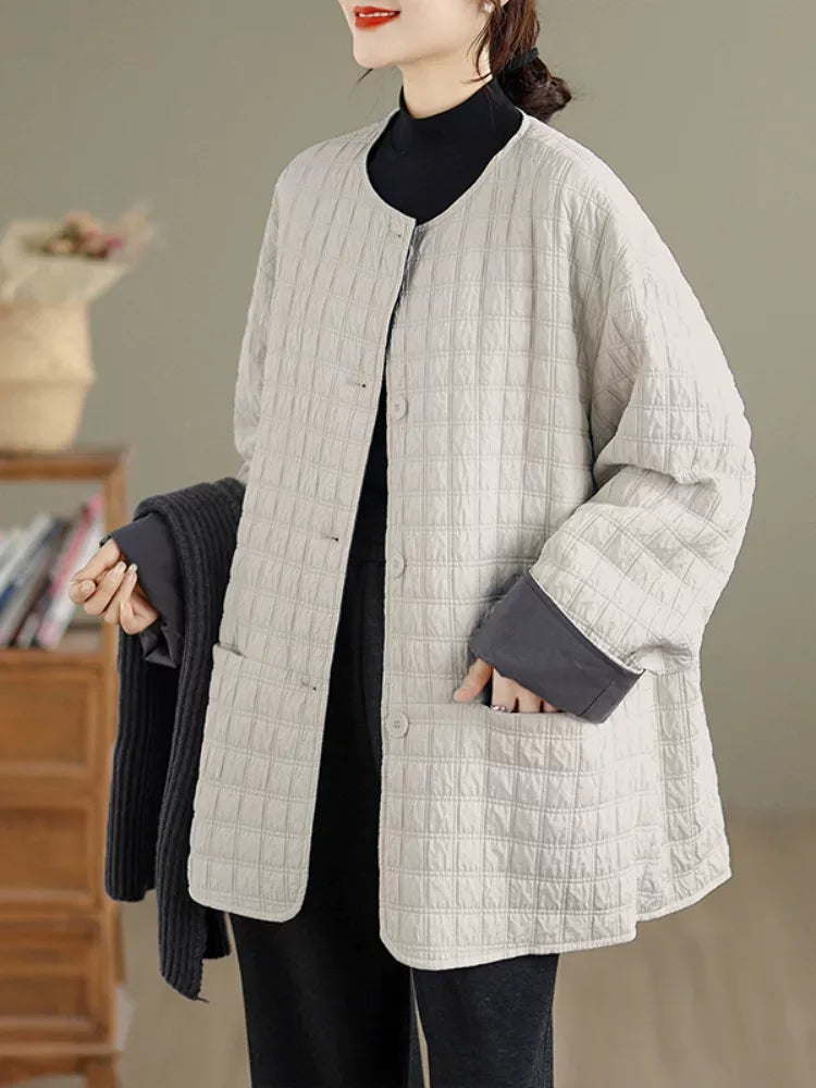 Quilted Padded Jacket with Contrast Cuffs and Patch Pockets