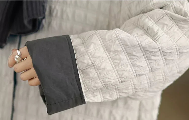 Quilted Padded Jacket with Contrast Cuffs and Patch Pockets