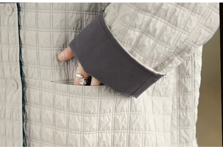Quilted Padded Jacket with Contrast Cuffs and Patch Pockets