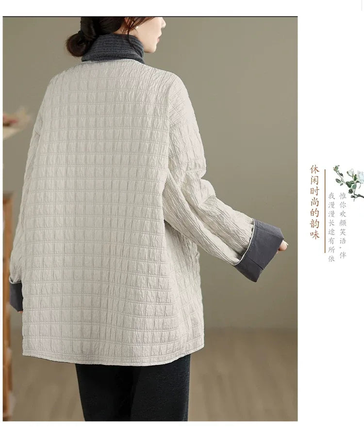 Quilted Padded Jacket with Contrast Cuffs and Patch Pockets