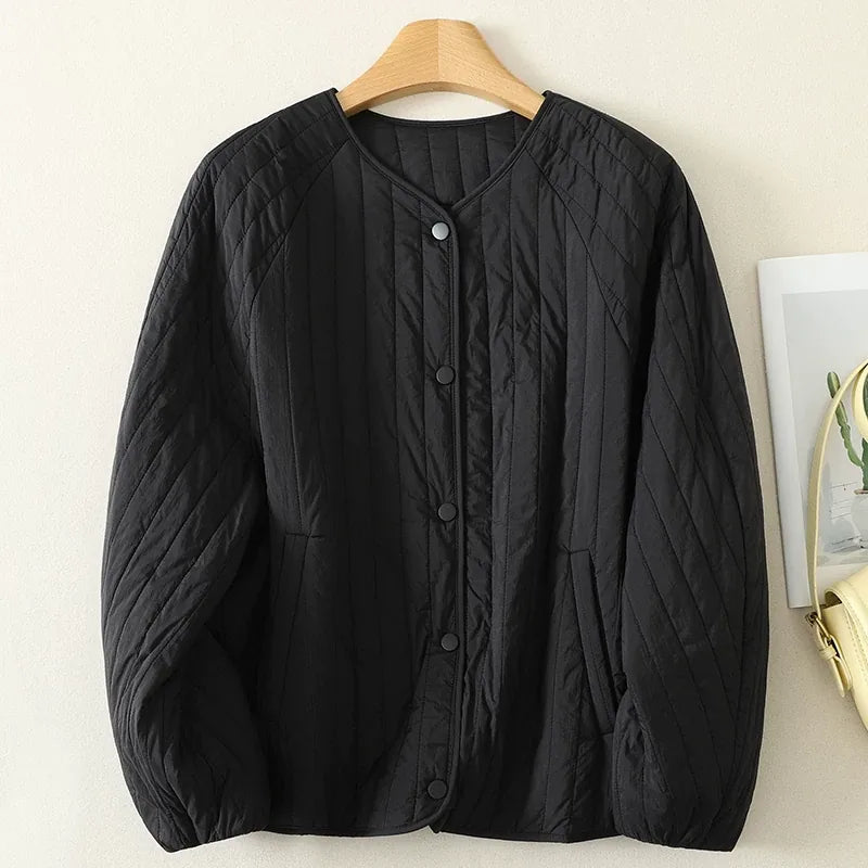 Quilted Padded Jacket with Lantern Sleeves