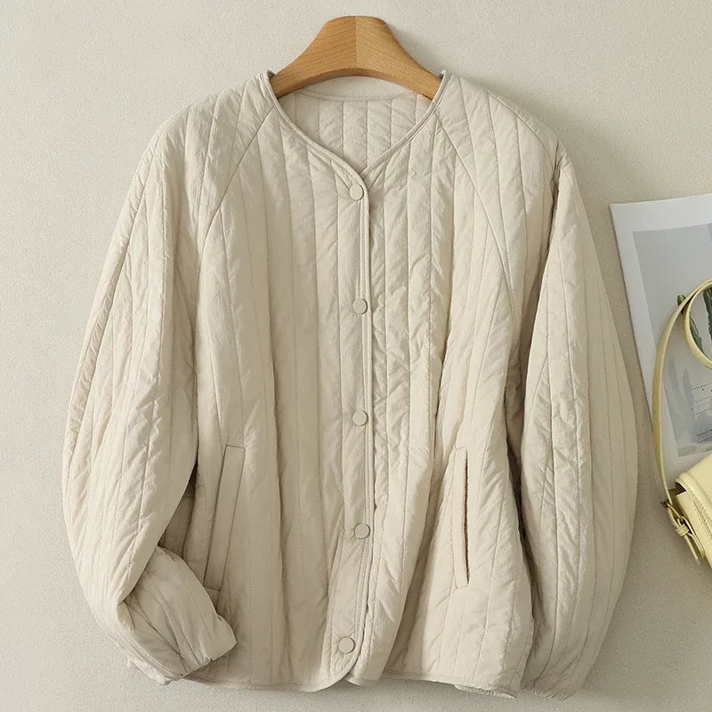 Quilted Padded Jacket with Lantern Sleeves