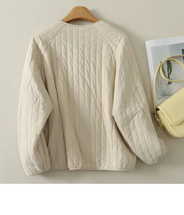 Quilted Padded Jacket with Lantern Sleeves