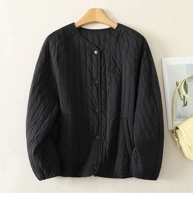 Quilted Padded Jacket with Lantern Sleeves