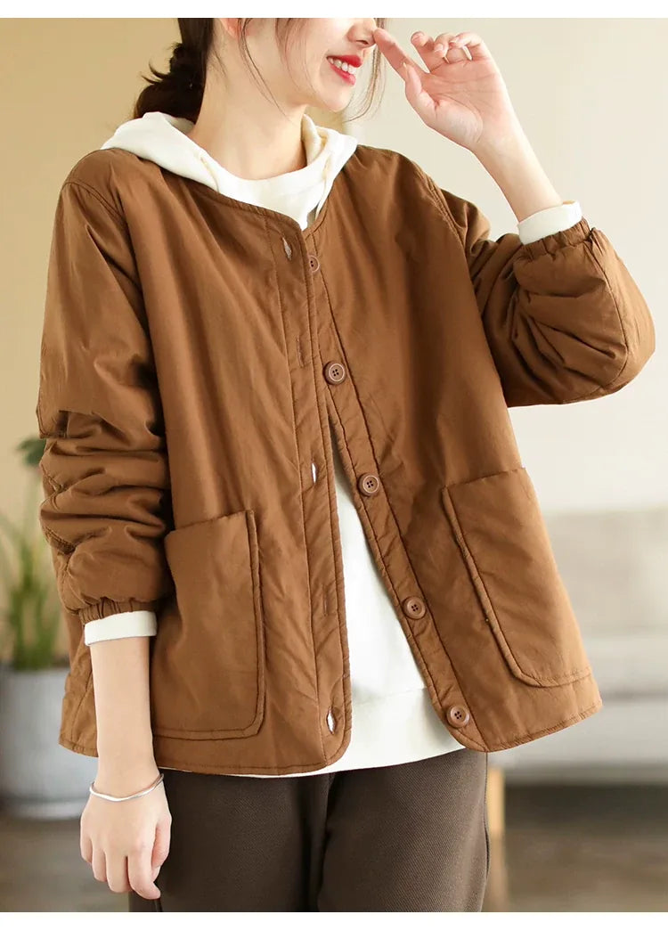 Quilted Padded Jacket with Large Patch Pockets and Elastic Cuffs
