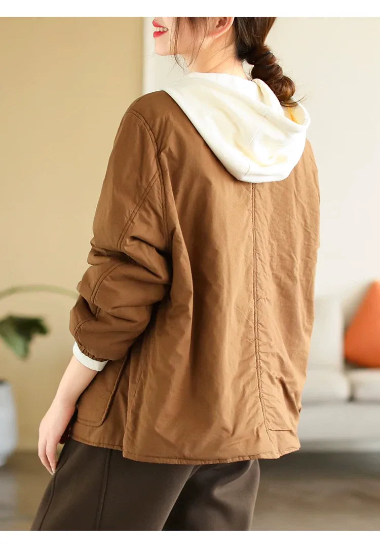 Quilted Padded Jacket with Large Patch Pockets and Elastic Cuffs
