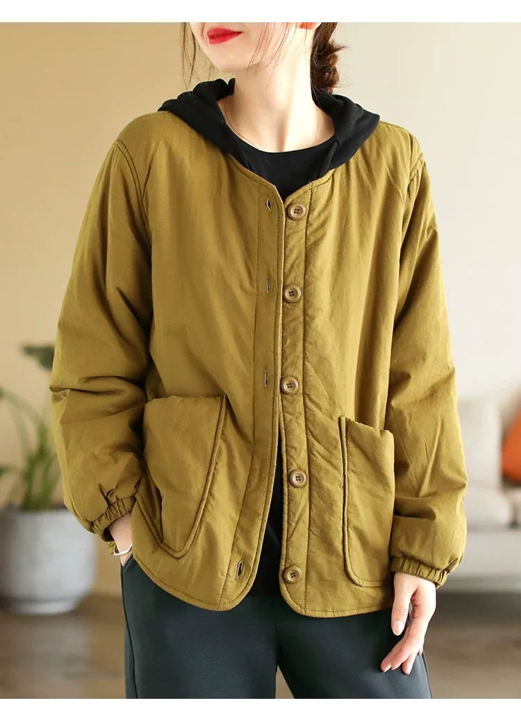 Quilted Padded Jacket with Large Patch Pockets and Elastic Cuffs