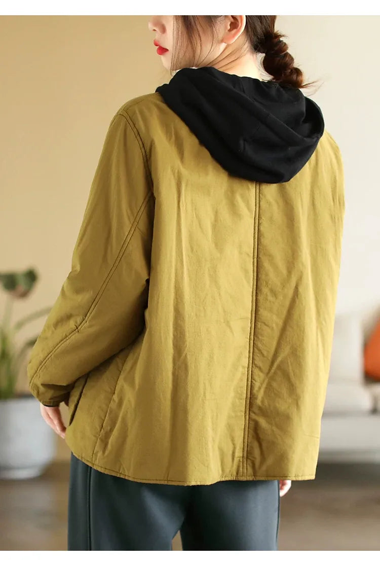 Quilted Padded Jacket with Large Patch Pockets and Elastic Cuffs