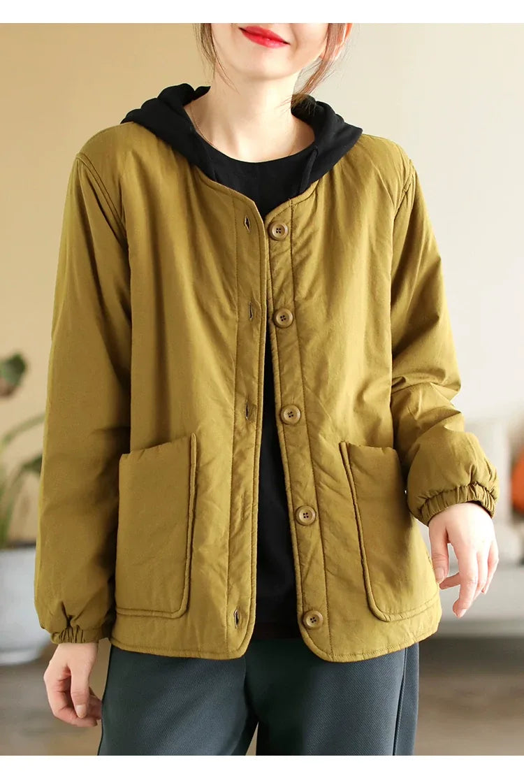 Quilted Padded Jacket with Large Patch Pockets and Elastic Cuffs