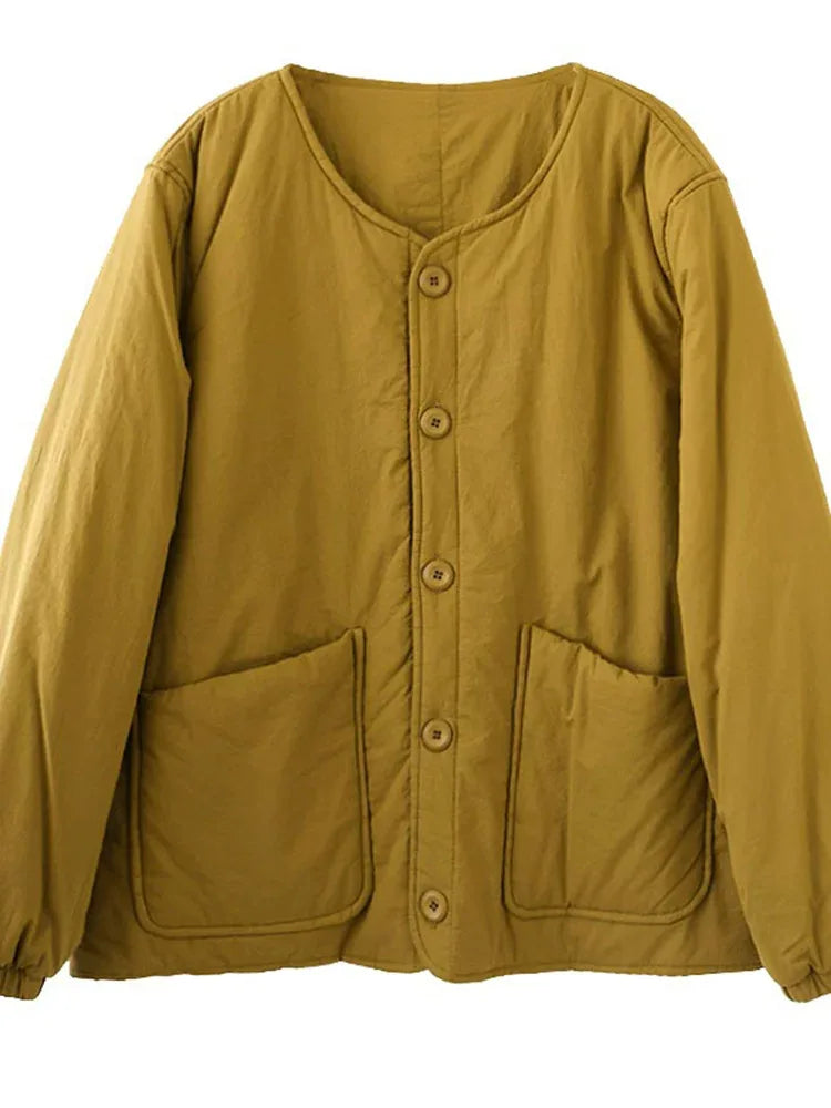 Quilted Padded Jacket with Large Patch Pockets and Elastic Cuffs