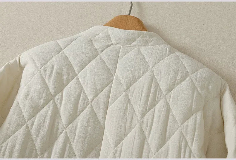 Quilted Padded Jacket with Mandarin Collar and Frog Buttons