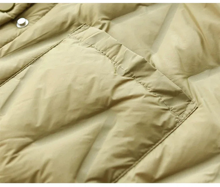 Quilted Padded Jacket with Shirt Collar and Snap Front
