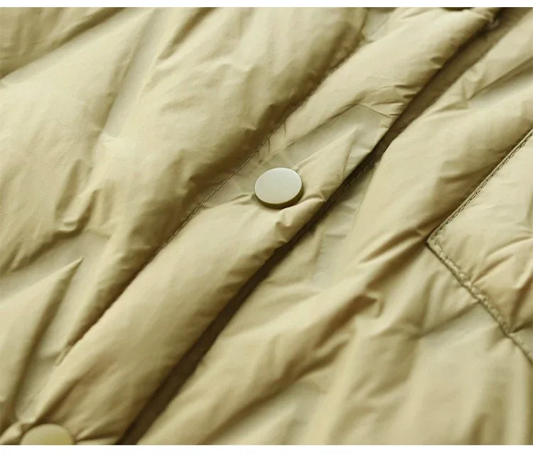 Quilted Padded Jacket with Shirt Collar and Snap Front