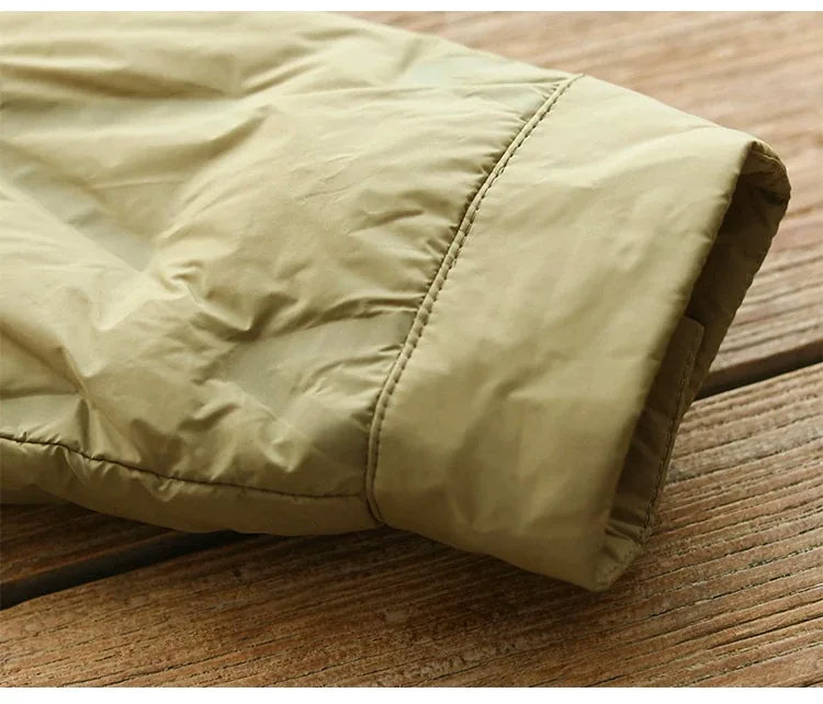 Quilted Padded Jacket with Shirt Collar and Snap Front