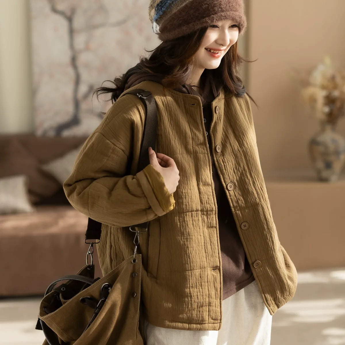 Quilted Padded Jacket with Welt Pockets