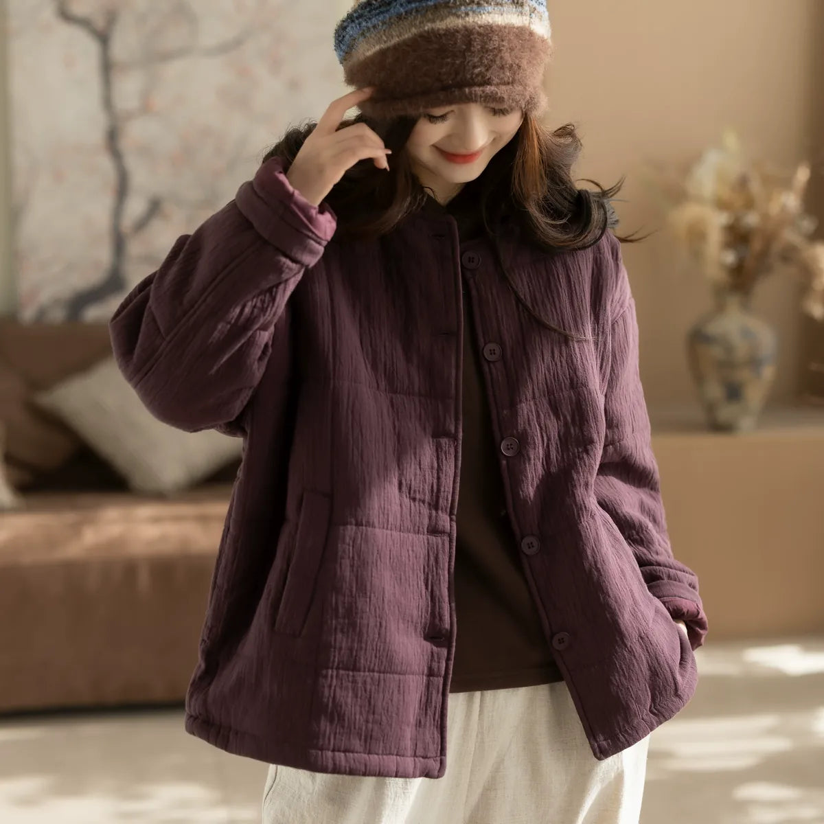 Quilted Padded Jacket with Welt Pockets