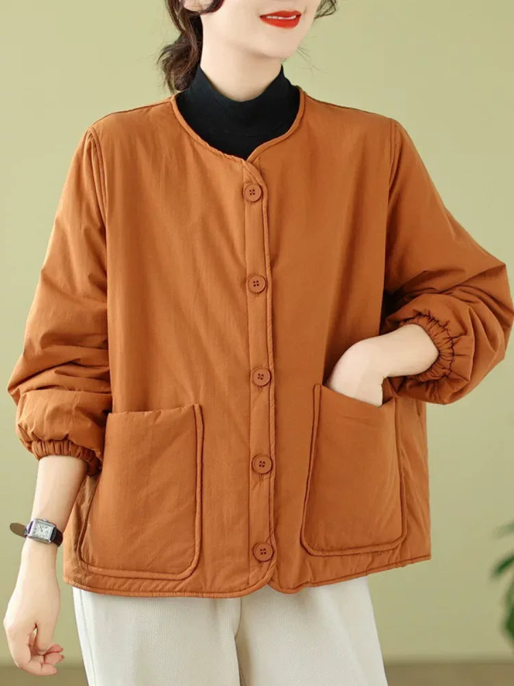 Quilted Patch Pocket Padded Jacket