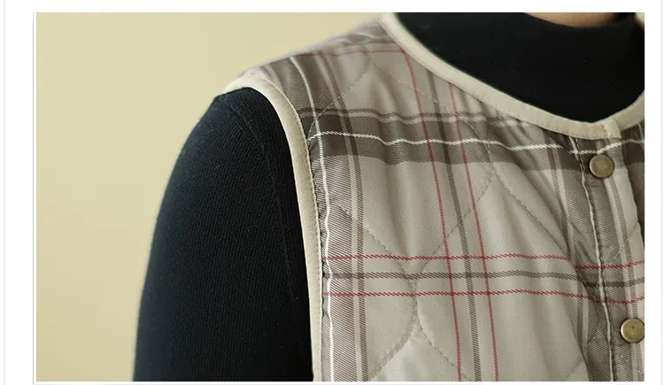 Quilted Plaid Fleece Lined Vest