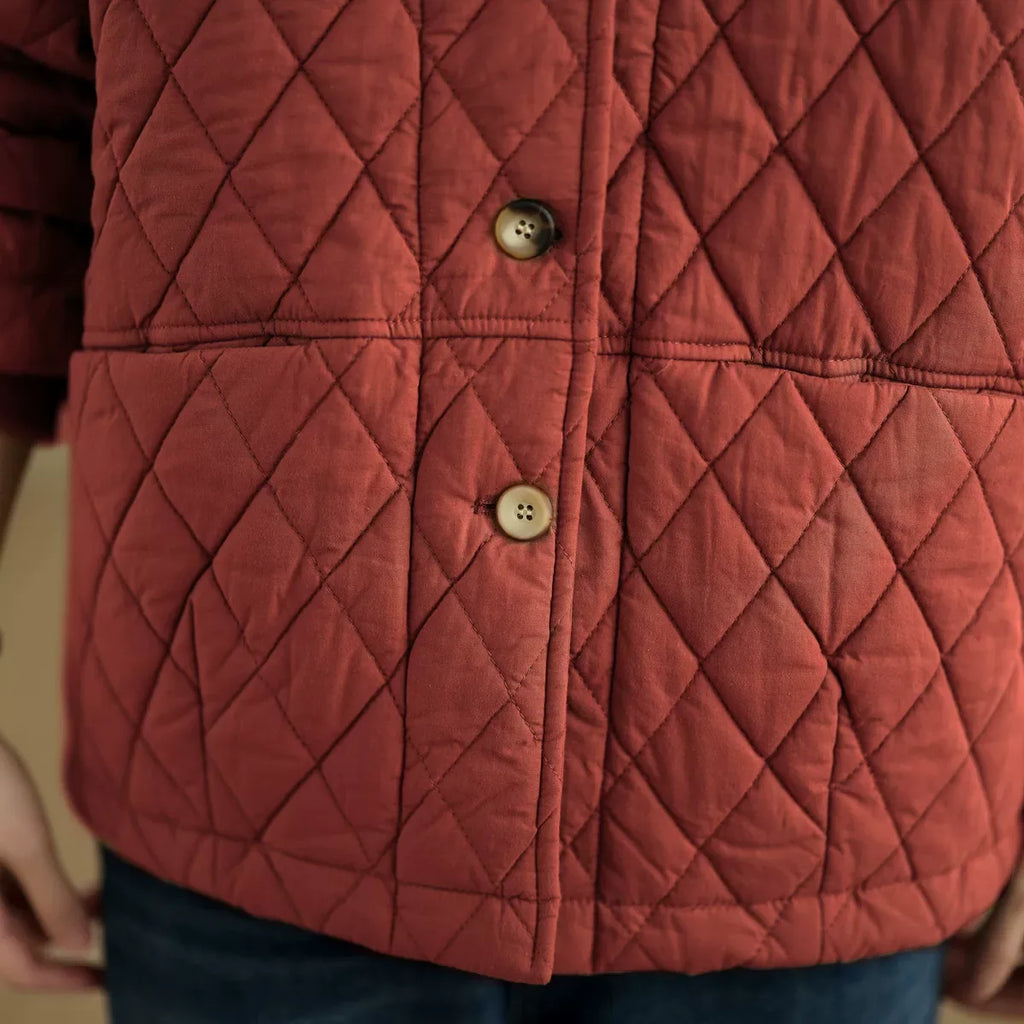 Quilted Stand Collar Padded Jacket with Patch Pockets