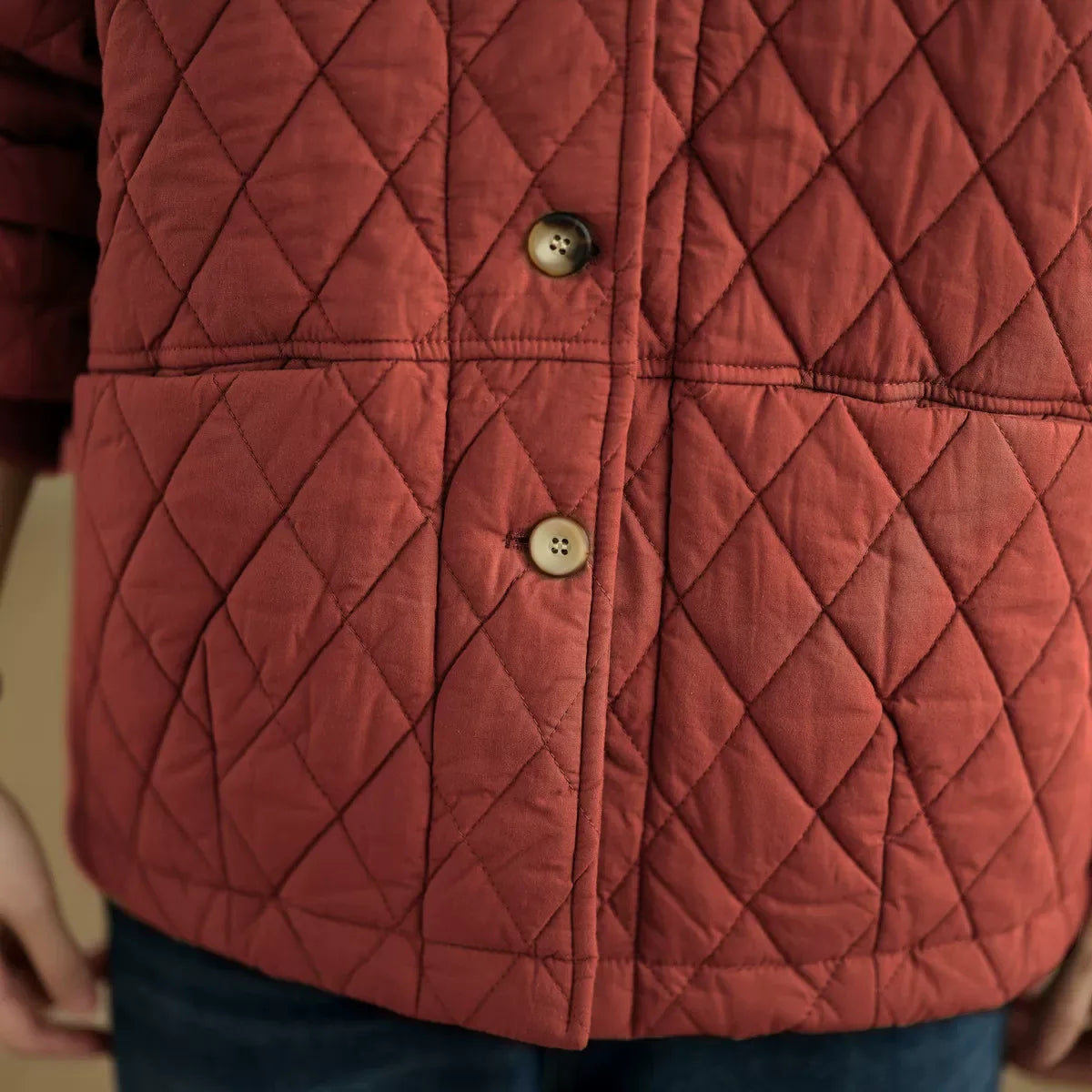 Quilted Stand Collar Padded Jacket with Patch Pockets