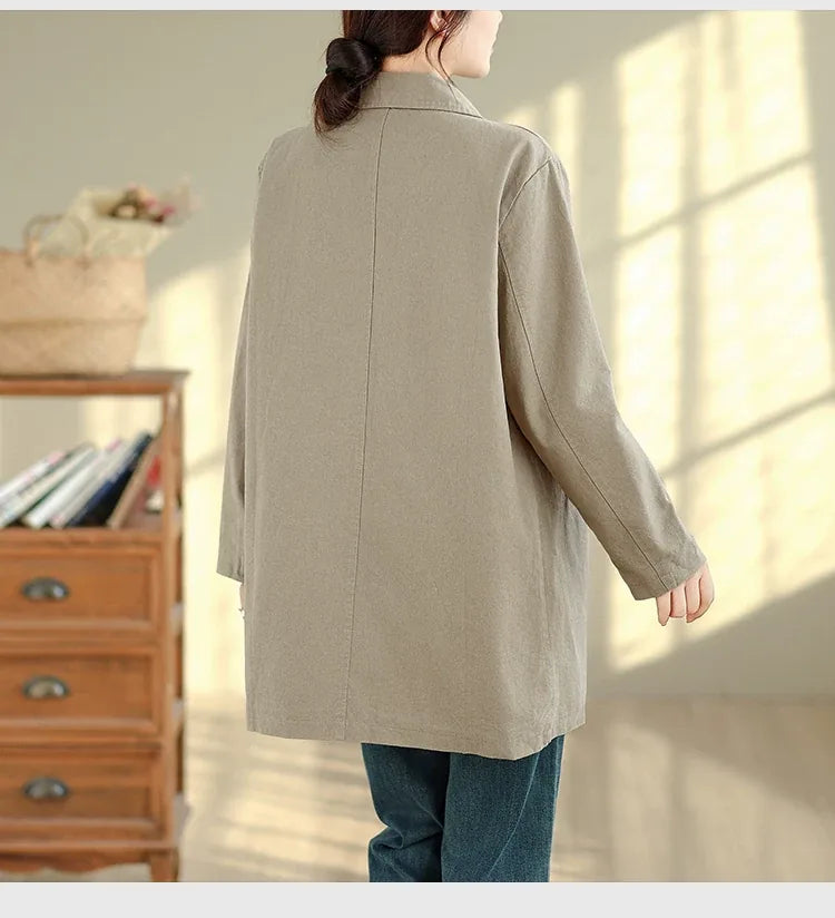 Relaxed Fit Check-Lined Shirt Collar Coat