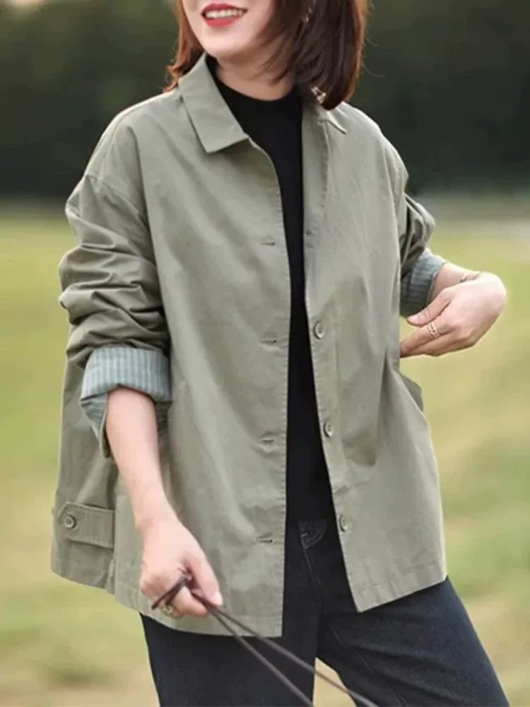 Relaxed Fit Cotton Jacket with Patch Pockets