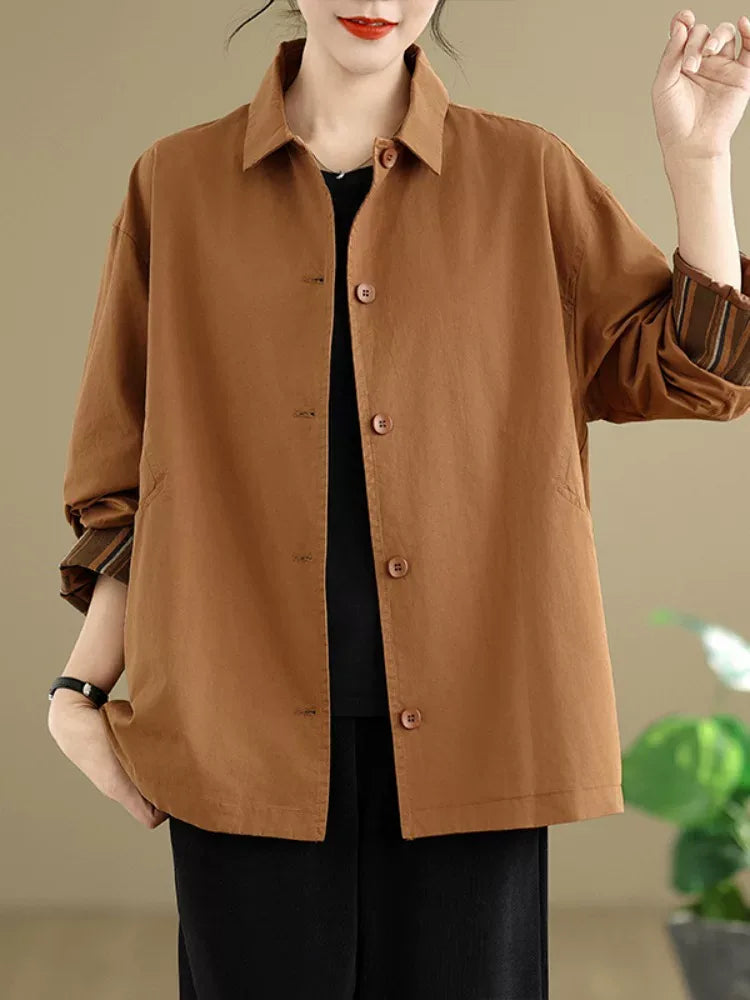 Relaxed Fit Cotton Jacket with Patch Pockets