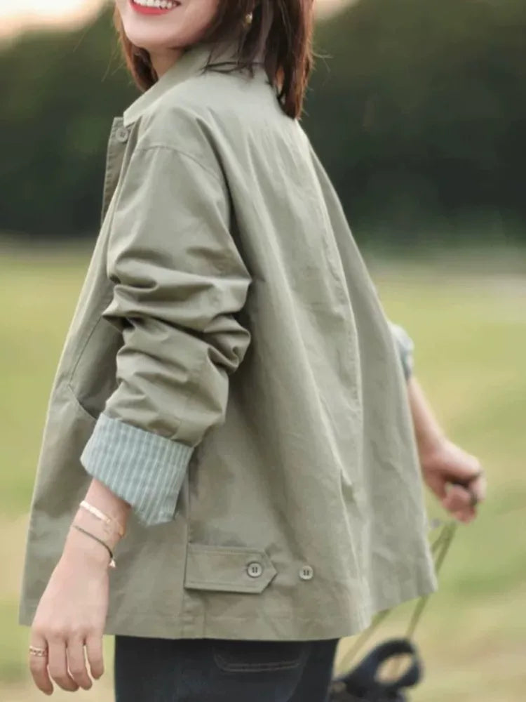 Relaxed Fit Cotton Jacket with Patch Pockets