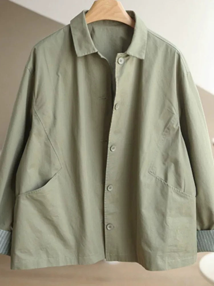 Relaxed Fit Cotton Jacket with Patch Pockets