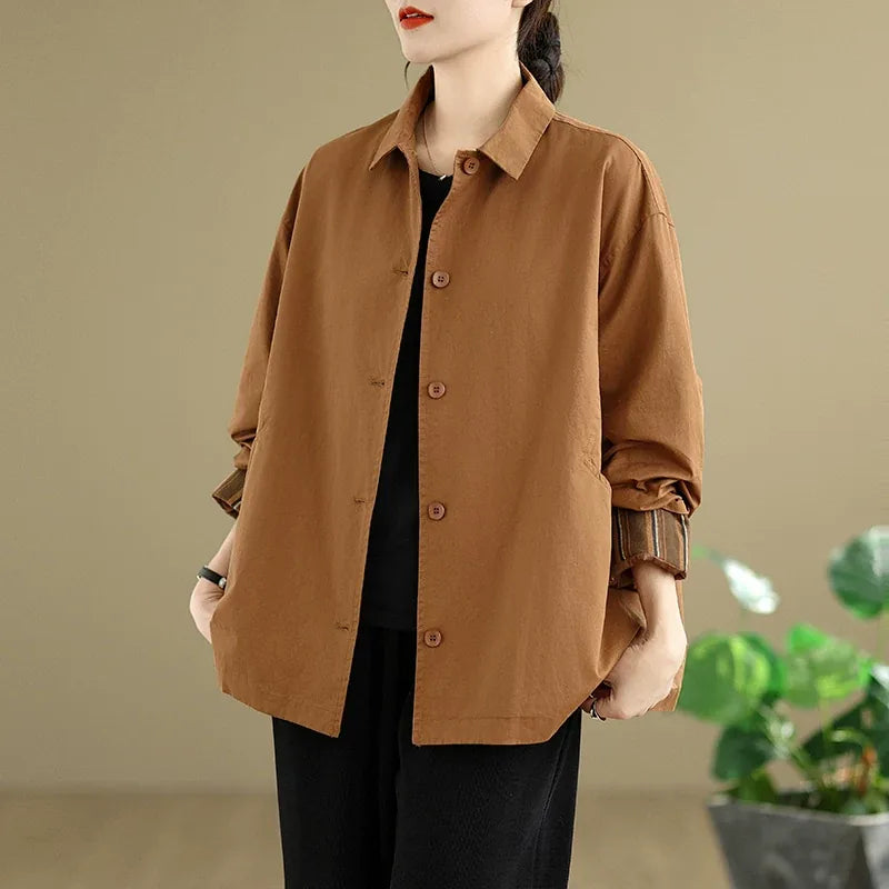 Relaxed Fit Cotton Jacket with Patch Pockets