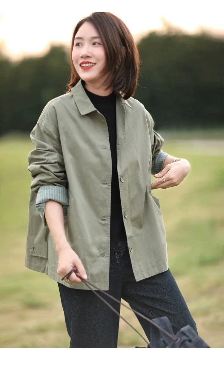 Relaxed Fit Cotton Jacket with Patch Pockets