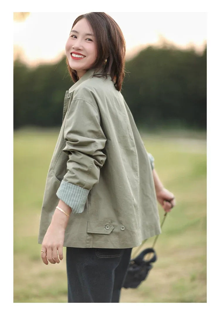Relaxed Fit Cotton Jacket with Patch Pockets