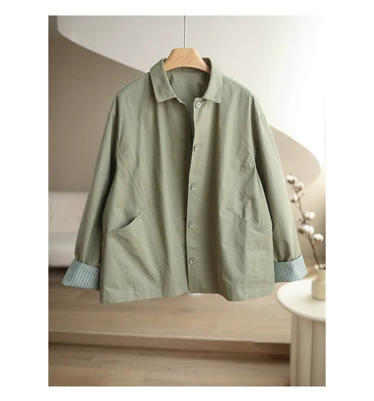 Relaxed Fit Cotton Jacket with Patch Pockets